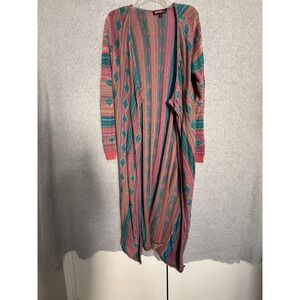 Say What Cardigan Sweater Womens 3X Multicolor Open Front Boho Duster Knit USA